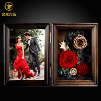 永生花相框礼盒保鲜真玫瑰花束相册摆件照片生日康乃馨母亲节