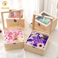 出口韩国高品质高档木盒香皂花礼盒教师节康乃馨