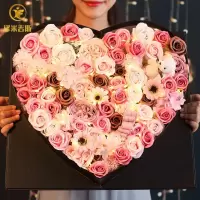 新款520情人节玫瑰香皂花心形礼盒送女友生日礼品肥皂花