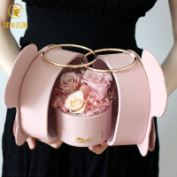 创意带灯款永生花首饰盒永生花礼盒成品520情人节玫瑰花礼物