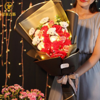 玫瑰香皂花礼盒小熊花束圣诞节创意礼品仿真肥皂花生日