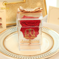 跨境永生花玫瑰礼盒亚克力透明玻璃罩情人节创意