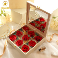 永生花成品礼盒 情人节创意9朵玫瑰花保鲜花生日