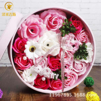 香皂花礼盒创意惊喜绒布圆形情人节新奇抖音