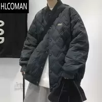 HLCOMAN菱形格棉衣男款潮流ins宽松棉服美式复古潮牌休闲棒球服外套