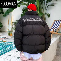 HLCOMAN美式hiphop羽绒面包棉服男港风加厚字母潮牌ins痞帅男女外套黑色