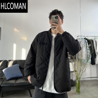HLCOMAN一件日系简约纯色夹棉棒球服男小众弧形绗缝夹克棉衣外套