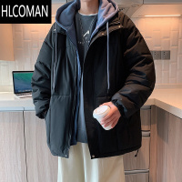 HLCOMAN胖胖哥假连帽棉衣男士冬季潮牌美式复古宽松棉服大码羽绒棉袄