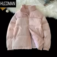 HLCOMAN情侣棉衣冬季加厚羽绒棉服高级感玉米格拼接立领棉袄潮牌男装外套