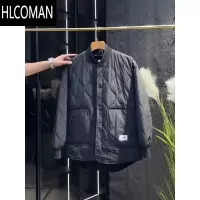 HLCOMAN冬季立领轻薄棒球棉服男青年网格休闲百搭短款上衣纯色加厚棉衣潮
