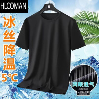 HLCOMAN冰丝网眼透气短袖t恤男夏季速干宽松加肥加大码胖子休闲运动半袖T