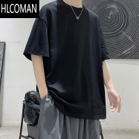 HLCOMAN短袖男宽松百搭ins港风t恤夏季新款上衣服纯色打底衫圆领