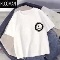 HLCOMAN干活穿的衣服夏季建筑工地上班耐脏耐磨短袖T恤男白色纯黑五分袖T