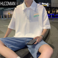 HLCOMAN短袖polo衫男夏季ins潮牌宽松潮流半袖上衣服翻领衬衫t恤