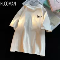 HLCOMAN短袖t恤男士夏季2024新款宽松半袖男生夏天纯色衣服