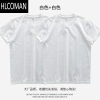 HLCOMAN(装)280g双纱短袖t恤男夏季宽松圆领纯白色打底衫