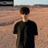 HLCOMANcleanfit黑色短袖男潮牌小领口内搭打底上衣痞帅圆领T恤