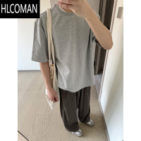 HLCOMAN320g花灰色t恤男款小领口廓形cleanfit短袖美式潮牌半袖