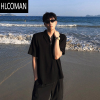 HLCOMAN半拉链设计感垫肩短袖T恤男夏季痞帅高级感廓型宽松cleanfit体恤