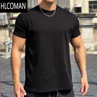 HLCOMAN男士健身运动训练修身收口小袖口棉弹力透气纯色显大肌肉短袖T恤