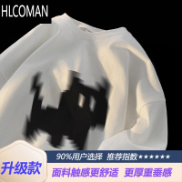 HLCOMAN酒红色短袖男夏季vibe半袖上衣像素T恤衣服设计感五分袖