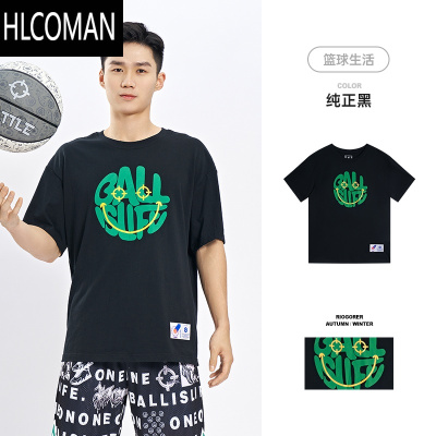 HLCOMAN2024新款运动T恤男女士篮球训练跑步健身透气圆领休闲棉短袖