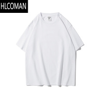 HLCOMAN280克加厚短袖T恤男女宽松落肩纯色莫兰迪色潮牌半袖定制