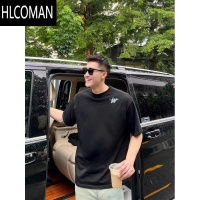 HLCOMAN美式潮牌半袖W字母短袖T恤男情侣夏季小领口半袖上衣体恤