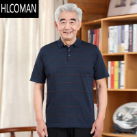 HLCOMAN爷爷夏装冰丝短袖t恤中老年人老人衣服男士老头中年 爸爸款polo衫