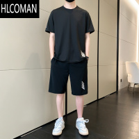 HLCOMAN冰丝男士t恤夏季2024新款短袖短裤篮球服速干跑步休闲运动服套装