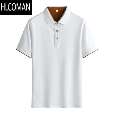 HLCOMAN新疆长绒棉!polo衫男白色短袖纯色翻领半袖T恤休闲有领体恤