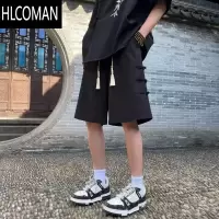 HLCOMAN新中式盘扣休闲短裤男女夏季薄款冰丝国风大码宽松情侣五分裤子