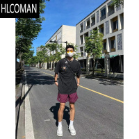 HLCOMAN美式国潮刺绣休闲潮牌短裤男夏季ins高街不过膝速干宽松四五分裤