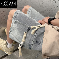 HLCOMAN夏季工装牛仔短裤男士2024新款宽松直筒裤子美式高街潮牌外穿五分