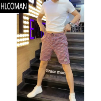 HLCOMAN格子休闲短裤夏季男士薄款宽松速干沙滩裤时尚百搭透气凉快五分裤