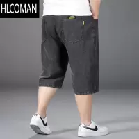 HLCOMAN夏季薄款五分牛仔短裤男加肥加大码直筒宽松胖子肥佬阔腿马裤潮流