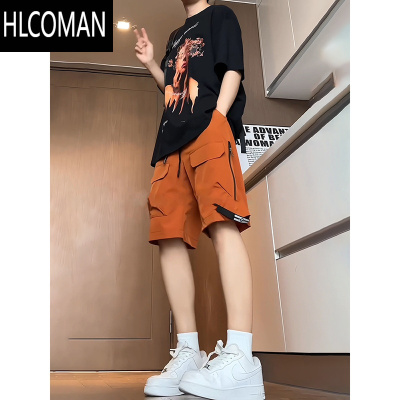 HLCOMAN美式高街vibe工装短裤男潮牌hiphop冰丝速干5五分中裤子夏季薄款
