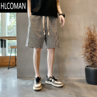 HLCOMAN痞帅条纹短裤男士夏季薄款设计感宽松休闲五分裤日系复古运动中裤