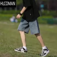 HLCOMAN牛仔短裤男夏季美式中裤oversize高街五分裤潮牌复古水洗百搭裤子