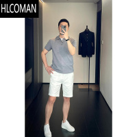 HLCOMAN白色弹力直筒牛仔短裤男夏季新款修身五分中裤休闲外穿男士半截裤