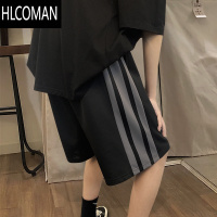 HLCOMAN特大码300斤休闲短裤男生夏季潮流宽松条纹运动裤ins潮牌五分裤子