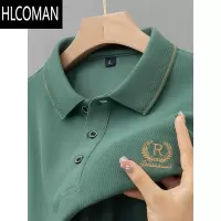 HLCOMAN2024新款夏季男士短袖t恤刺绣翻领popolo衫男爸爸上衣