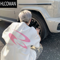 HLCOMAN白色情侣T恤男生短袖cleanfit美式高街潮牌正肩7七分袖夏