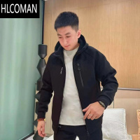 HLCOMAN男士新款字母拉链连帽卫衣外套高品质加绒加厚时尚百搭外套