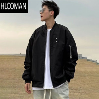 HLCOMAN美式高街飞行员夹克男士新款潮牌黑色棒球服工装初秋外套