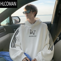 HLCOMAN600G连帽卫衣男秋季气质痞帅美式打底衫宽松情侣外套潮流