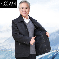 HLCOMAN中老年人男装款爸爸夹克外套装70岁爷爷老年人上衣服厚