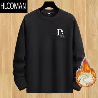 HLCOMAN款加绒加厚圆领卫衣男士大码肥佬外套胖子宽松套头p暖上衣潮
