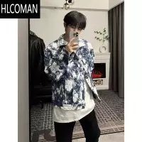 HLCOMAN复古vintage提花短款垫肩牛仔外套男士高级设计感街头夹克衫褂子