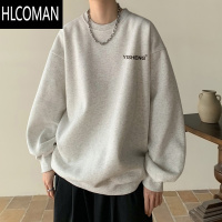 HLCOMAN美式紫色卫衣男2024新款上衣服加绒厚内搭长袖外套潮牌